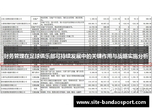 财务管理在足球俱乐部可持续发展中的关键作用与战略实施分析