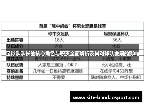 足球队队长的核心角色与职责全面解析及其对球队发展的影响