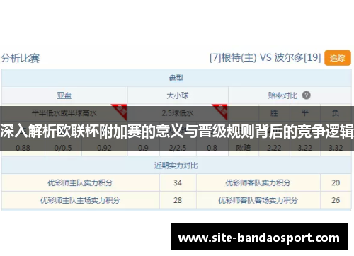 深入解析欧联杯附加赛的意义与晋级规则背后的竞争逻辑 深入解析欧联杯附加赛的意义与晋级规则背后的竞争逻辑