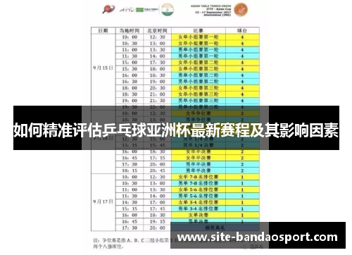 如何精准评估乒乓球亚洲杯最新赛程及其影响因素